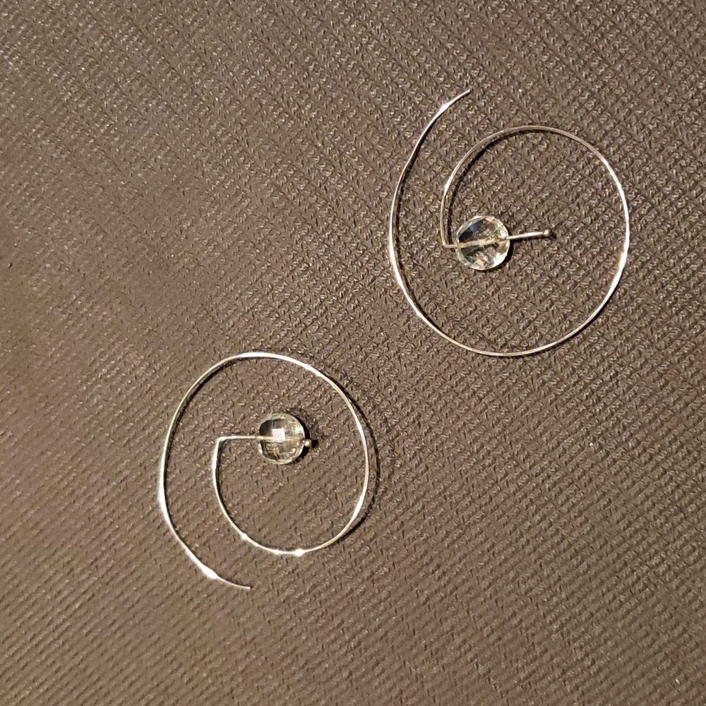 Sterling silver hoop earrings with glass stone
